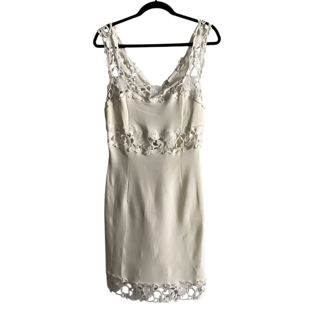 Jessica McClintock Vintage Floral Lace Bridal Cream LWD Dress